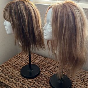 💯 % Human Hair Blonde Highlighted Long and short bob style wigs bundle .
